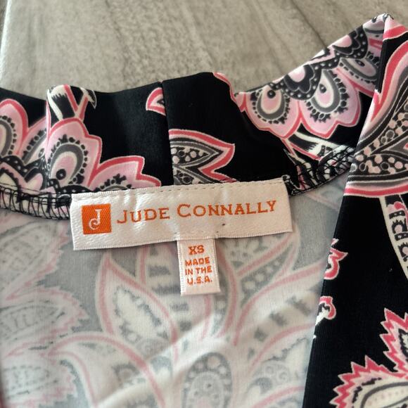 Jude Connally Woman Long Sleeve Black Floral Print Flare Dress Size XS Stretch - Picture 2 of 10